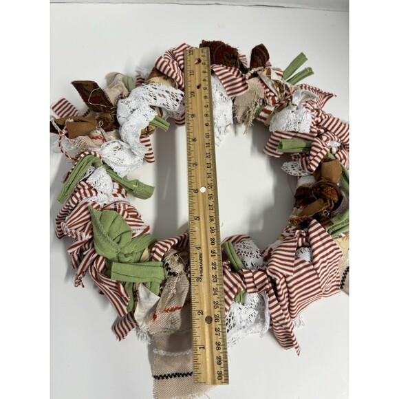 Handmade Rag Wreath Fall Harvest Thanksgiving Warm Neutral Colors - Picture 4 of 5
